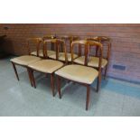 A set of six Danish Uldum Mobelfarik rosewood Juliane dining chairs, designed by Johannes