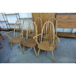 A set of six Ercol Blonde elm and beech Quaker chairs