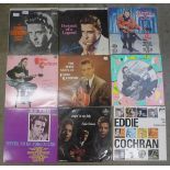 Eighteen Eddie Cochran, Ritchie Valens and Billy J Kramer LP records