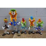 Murano style glass clowns, some a/f**PLEASE NOTE THIS LOT IS NOT ELIGIBLE FOR POSTING AND PACKING**