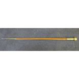A 19th Century walking cane with ice pick end and brass top