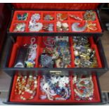 Vintage and other jewellery including clip on earrings and a Czechoslovakian enamelled belt buckle