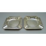 A matched pair of silver ashtrays, Chester 1923 and Birmingham 1923, 110g