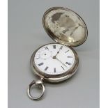 A silver cased full-hunter fusee pocket watch