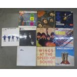 Nine The Beatles, Wings and Tony Sheridan LP records and a Beatles 3-record box set (Tony Sheridan