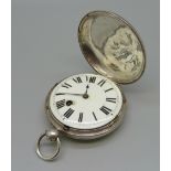 A Victorian silver cased verge full-hunter pocket watch, London 1872