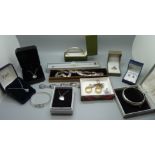 Silver jewellery including a collarette and bangles