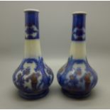 A pair of oriental vases, one with small chip to inner rim, 17.5cm