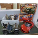 An Action Man Jeep and missile firing Street Racer, both boxed, Action Man figures, etc.