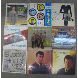 Fifteen Buddy Holly, Buddy Holly and the Crickets and The Crickets LP records including That'll Be