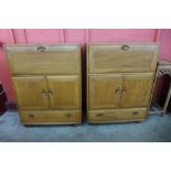 A pair of Ercol Blonde elm 469 model cabinets