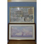 A limited edition Martin Swan print and a Montmartre, Paris scene print, framed