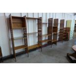 A Staples teak modular Ladderax room divider