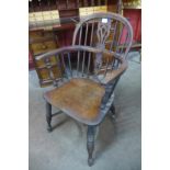 A Victorian elm and beech Windsor armchair