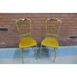 A pair of Victorian brass opera chairs