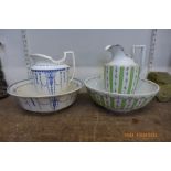Two porcelain wash jugs and bowls, one Winton and Minton, both a/f