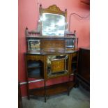 An Edward VII inlaid rosewood mirrorback side cabinet