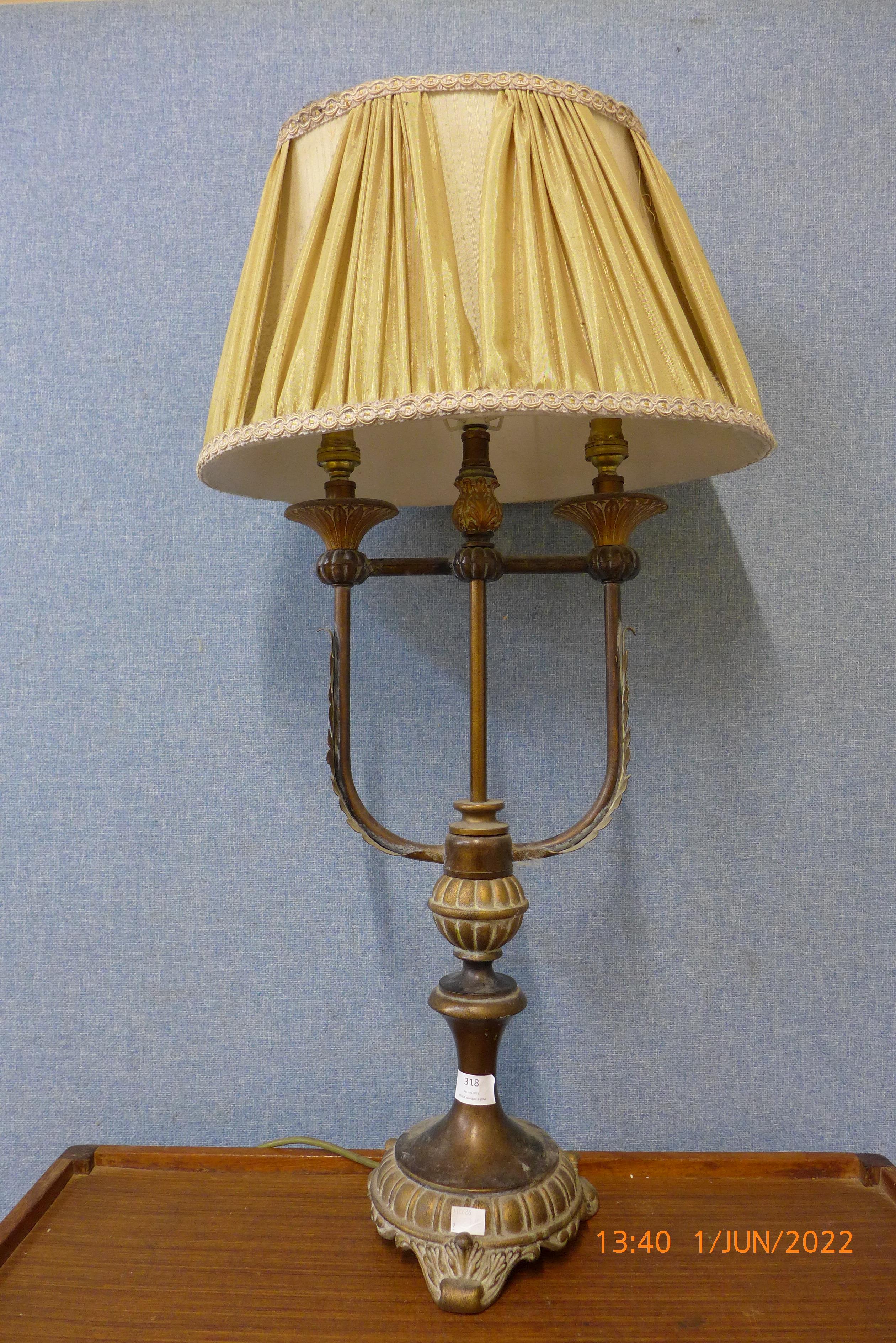 A French style faux bronze table lamp