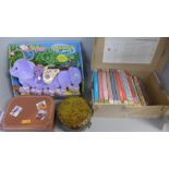 A Steiff Teddy bear, cased, a Lil' Leggggggie Lights soft toy, Roald Dahl and other children's