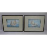 Two late 19th Century gouache, Chinese junks, framed