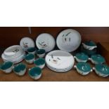 Denby Greenwheat tea and dinnerwares, including five dinner plate, six smaller plates, five side