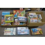 Three boxes of vintage jigsaw puzzles and some parlour games **PLEASE NOTE THIS LOT IS NOT