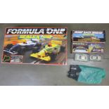 A Formula One Scalextric, additional cars and accessories