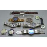 Assorted wristwatches including Citizen Chronograph, Lorus Chronograph, Storm, Diesel, Brereton by