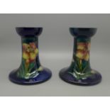 A pair of Moorcroft candlesticks, 10.5cm