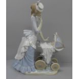 A large Lladro figure, Baby's Outing, L24 impressed mark, 32.5cm