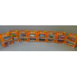 A complete set of seventy-five orange box, Matchbox die-cast model vehicles (collected by the vendor