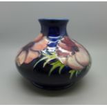 A Moorcroft Anemone vase, WM initials backstamp, 10.5cm