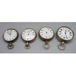 Four silver cased pocket watches, a/f