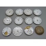 A collection of pocket watch movements