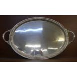 A Mappin Brothers Queen's plate large two handled tray, 70.5cm