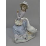 A Lladro figure, Goose Trying To Eat, 24cm