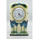 A Moorcroft Blue Heaven clock, 15cm