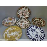 Six Royal Crown Derby side plates, various designs including Gold Aves and Old Avesbury