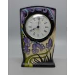 A Moorcroft clock (mechanism loose), 15cm