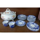 Royal Crown Derby blue pattern teawares and a large Derby Posies soup tureen