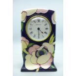 A Moorcroft Anemone Blush clock, 15cm