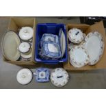 A collection of dinnerwares including Meir Works Longton Milan serving plates and two serving