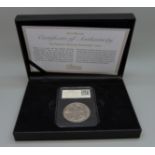 A 1947-2017 Platinum Wedding DateStamp Issue £5 coin, cased with certificate