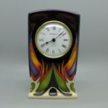 A Moorcroft Paradise Found clock, 15cm