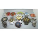 A collection of motoring badges, RAOB, AA, IPA, Rotary International, etc.