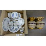 Two Florentine Italy vases and an Royal Adderley Cornflower china tea set **PLEASE NOTE THIS LOT