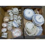 Tea and dinnerwares, Royal Doulton Larchmont, Johnson Bros The Exeter and an Oriental tea set **