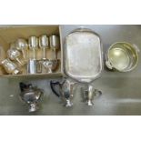 A four piece silver plated tea service and other silver plate **PLEASE NOTE THIS LOT IS NOT ELIGIBLE