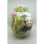 A Moorcroft Giant Panda ginger jar, designed by Sian Leeper, limited edition 38/150, 20cm, boxed,