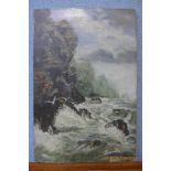 M. Holder, coastal scene, oil on canvas, dated 1920, unframed